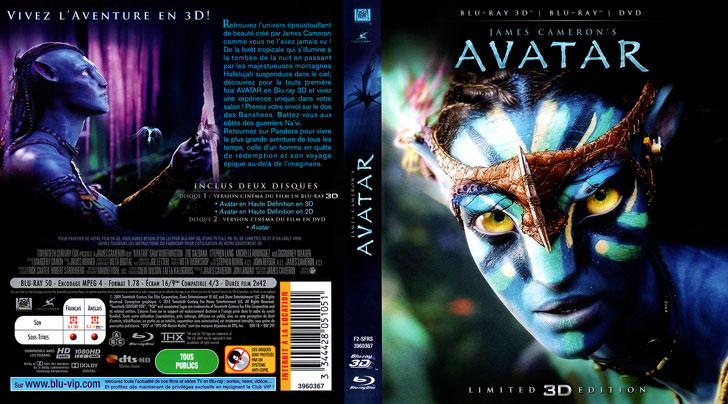 Jaquette Blu-ray 3D Avatar Cover