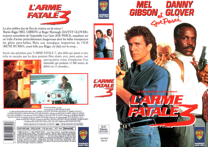 Jaquette VHS L'Arme fatale 3 Cover