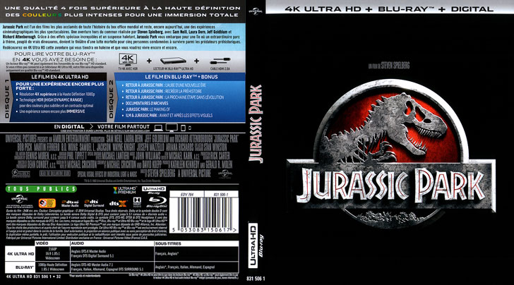 Jaquette 4K Ultra HD Jurassic Park Cover