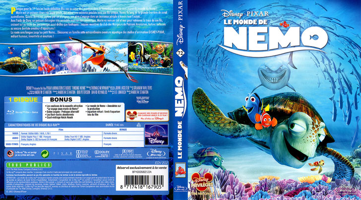 Jaquette Blu-ray Le Monde de Nemo Cover