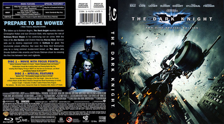 Jaquette Blu-ray The Dark Knight Cover