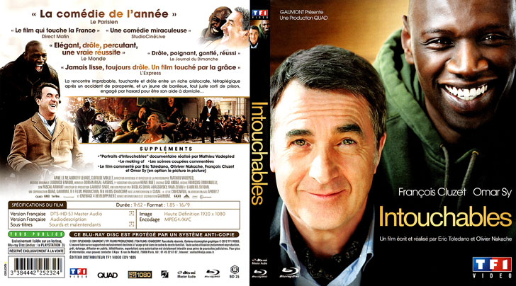 Jaquette Blu-ray Intouchables Cover