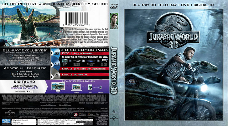 Jaquette Blu-ray 3D Jurassic World Cover
