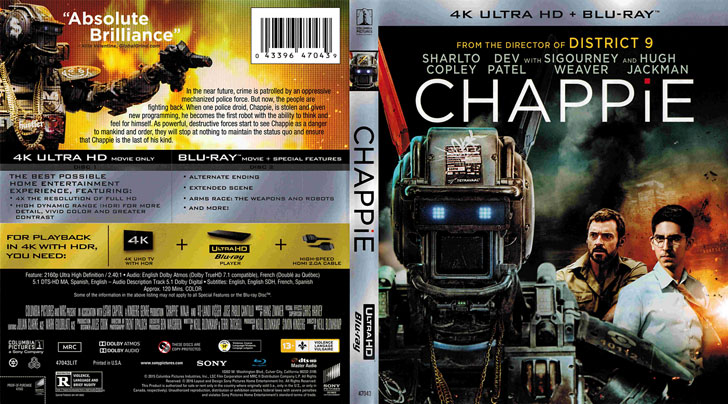 Jaquette 4K Ultra HD Chappie Cover