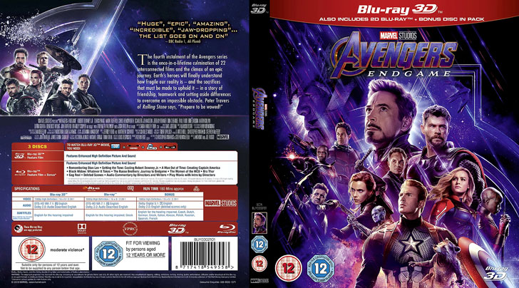 Jaquette Blu-ray 3D Avengers: Endgame Cover