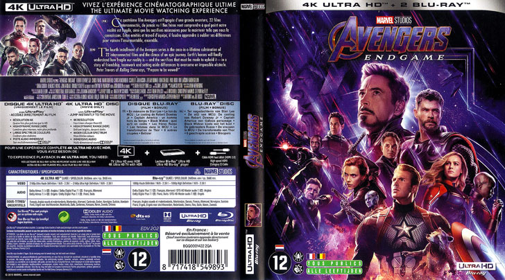 Jaquette 4K Ultra HD Avengers: Endgame Cover