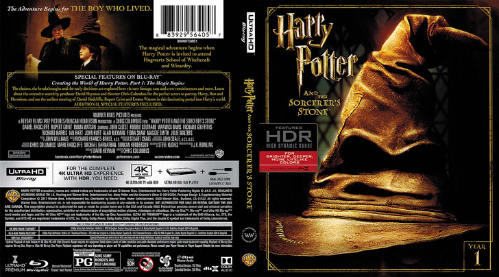 Jaquette 4K Ultra HD Harry Potter and the Sorcerer's Stone Cover