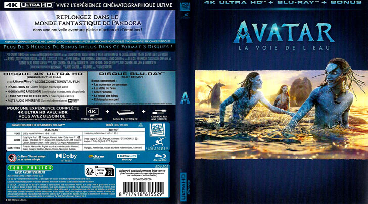 Jaquette 4K Ultra HD Avatar : La Voie de l'eau Cover