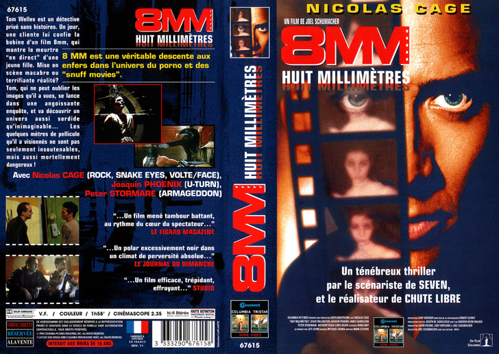 Jaquette VHS 8MM : Huit Millimètres Cover