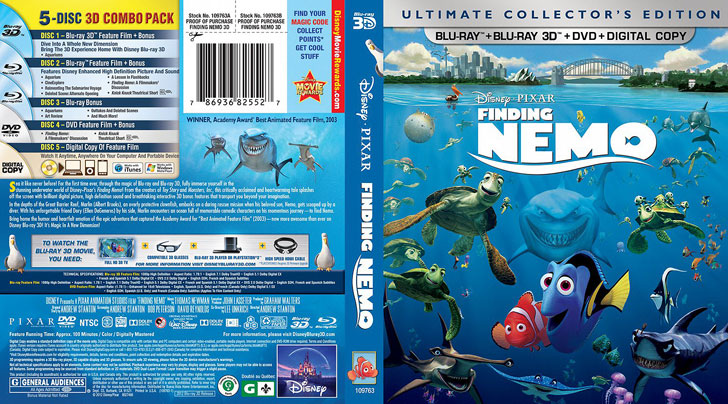 Jaquette Blu-ray 3D Finding Nemo Cover