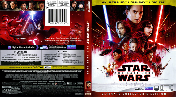 Jaquette 4K Ultra HD Star Wars: The Last Jedi Cover