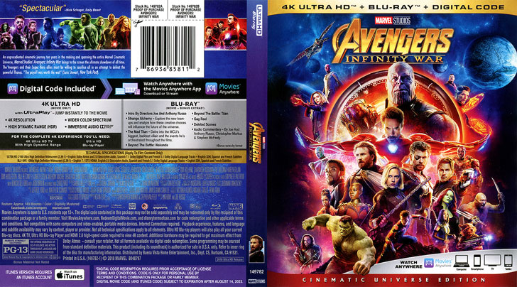 Jaquette 4K Ultra HD Avengers: Infinity War Cover