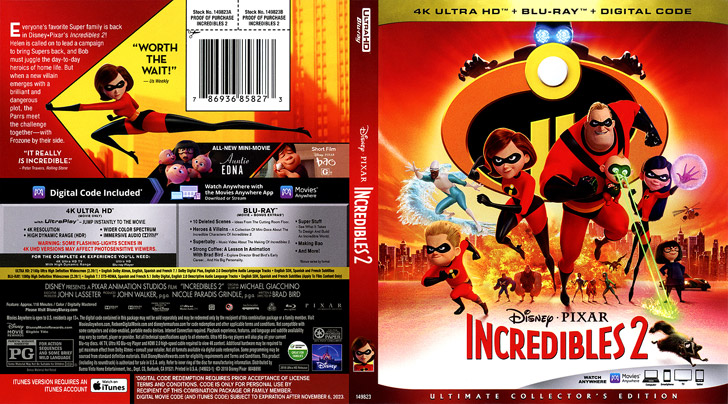 Jaquette 4K Ultra HD Incredibles 2 Cover