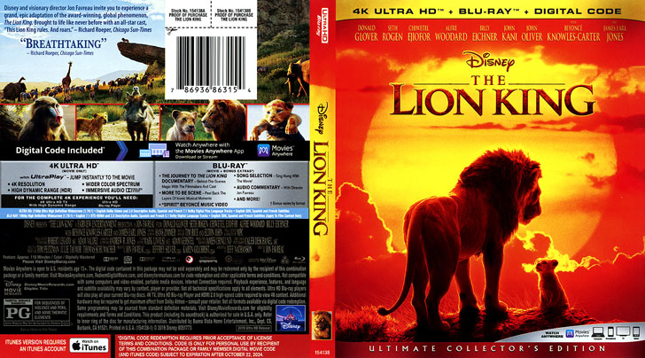 Jaquette 4K Ultra HD The Lion King Cover