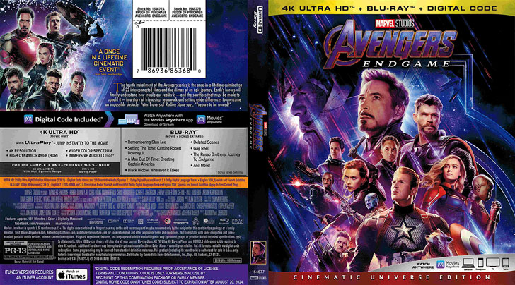 Jaquette 4K Ultra HD Avengers: Endgame Cover