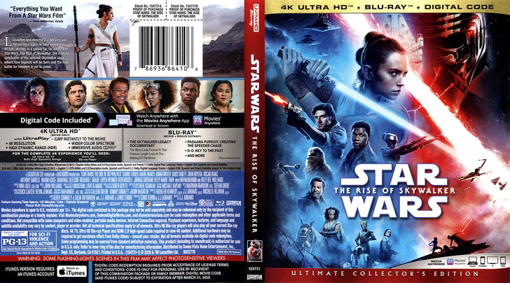 Jaquette 4K Ultra HD Star Wars: The Rise of Skywalker Cover