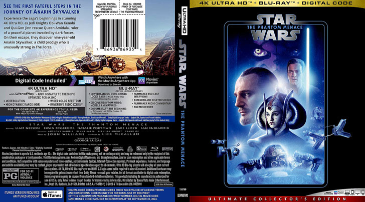 Jaquette 4K Ultra HD Star Wars: Episode I - The Phantom Menace Cover