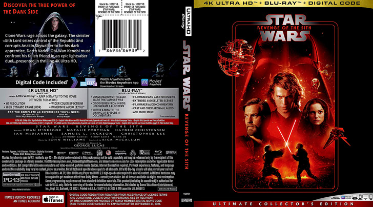Jaquette 4K Ultra HD Star Wars: Episode III - Revenge of the Sith Cover