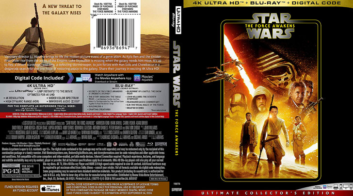 Jaquette 4K Ultra HD Star Wars: The Force Awakens Cover