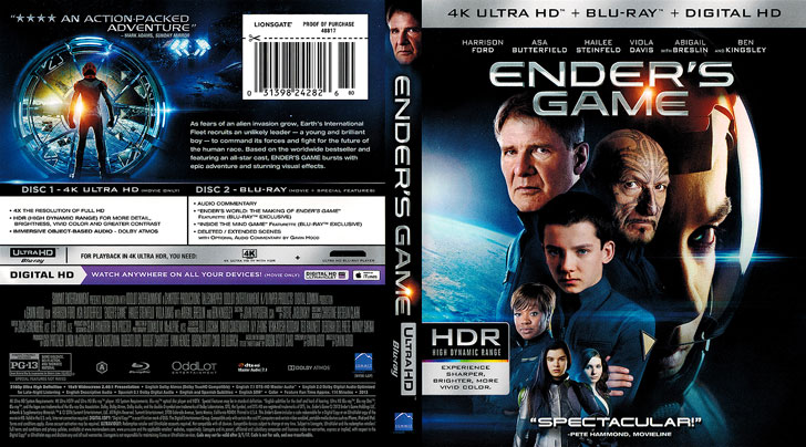 Jaquette 4K Ultra HD Ender's Game Cover