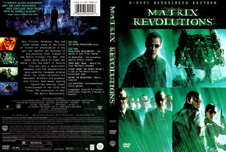 Jaquette DVD The Matrix Revolutions Cover