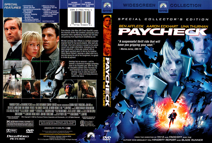 Jaquette DVD Paycheck: Remenber the Future Cover